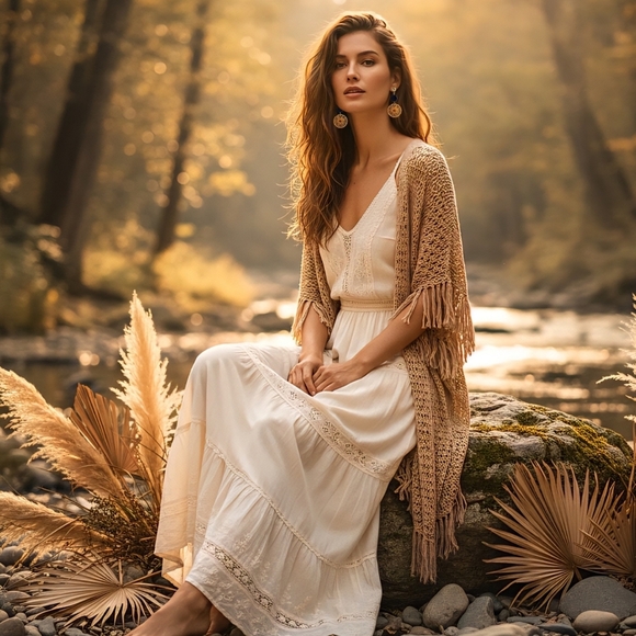 Boho Chic Handwoven Spiral Navy Wood Gold Dangle Earrings Handmade Jewelry - Picture 7 of 15